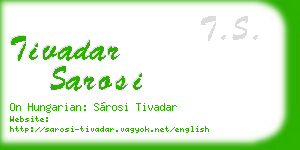 tivadar sarosi business card